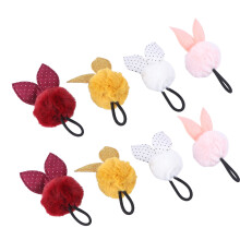 24Pz Elastici Con Pallina Fluffy E Orecchie Coniglio Colorati