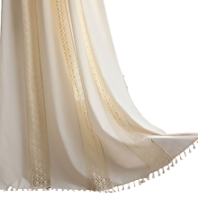 Bohemian Style Farmhouse Curtains, Privacy Assured Decorative Element with Winkle Free Cotton Linen Fabric for Kitchen Hallway Door, Beige, 1 Piece