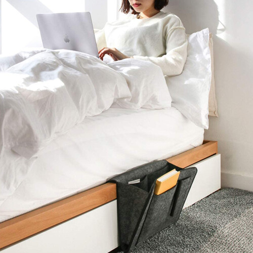 Multiple Storage Bedside Caddy Organizer, Double-Layered Felt Material With Versatile Usage For Electronics And More 2