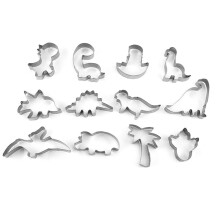 Vykrajovátka na sušenky s dinosaury, nerezová ocel potravinářské kvality pro bezpečné a odolné použití, ideální pro víceúčelové
