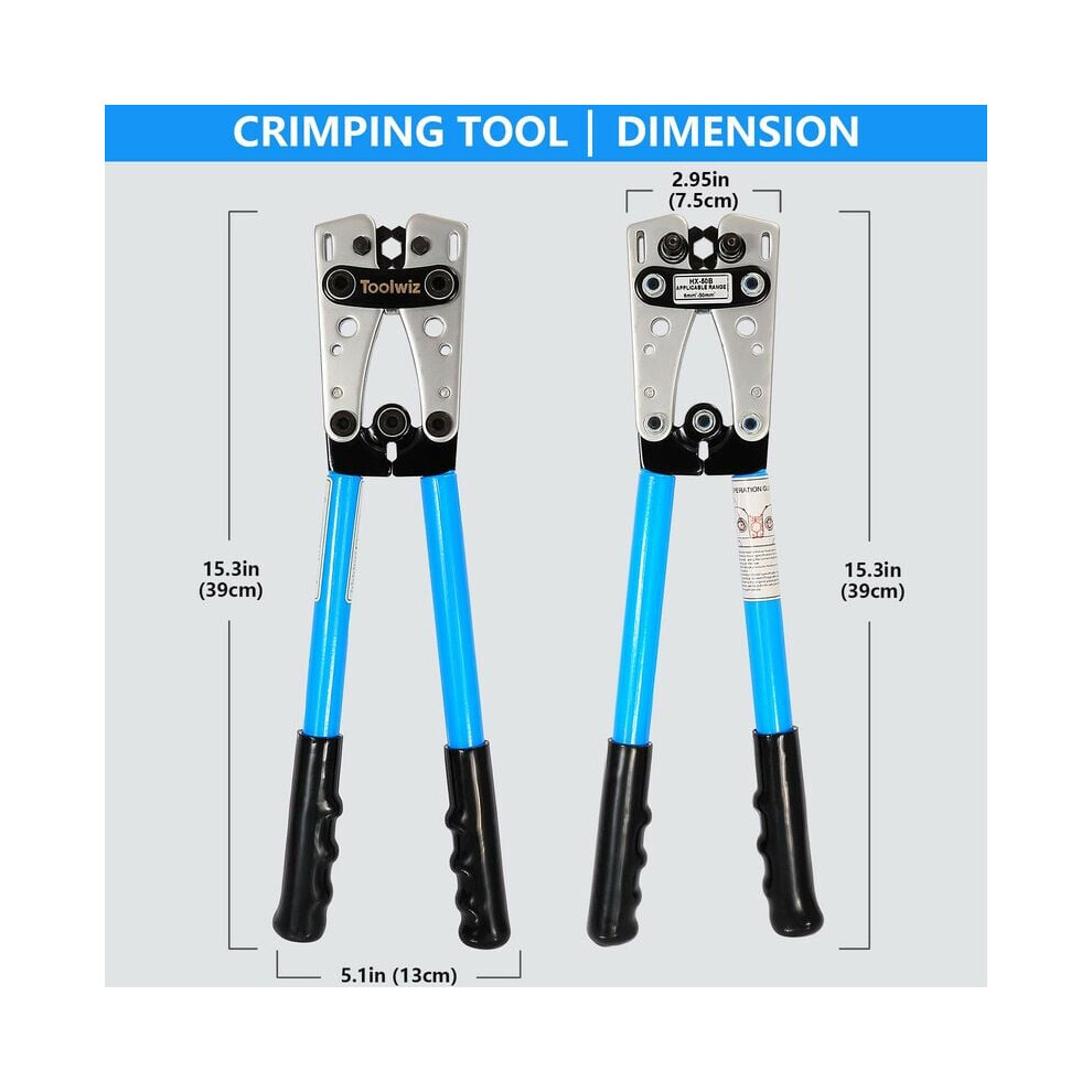 Battery Cable Lug Crimping Tool For Heavy Duty Wire Lugs, Precision Crafted With High-Quality Scm-40 Hardened Steel, Rotate Crimp Dies For 9169997109408