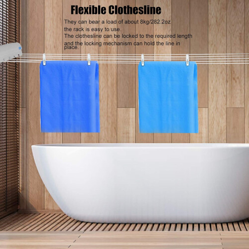 Retractable Indoor Laundry Line For Indoor Outdoor Use, Space-saving Design Wall Mounted Installation, Durable Plastic Material 2