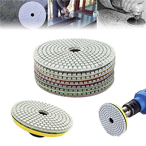 Solução para polimento de pedras sem esforço, discos de polimento flexíveis de 12,7 cm (5 polegadas) com grãos mistos para granito, mármore e