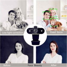 Otimize suas conexões: Webcam com microfone, 1080p HD, foco automático, tampa de privacidade, plug and play para computadores desktop, laptops e