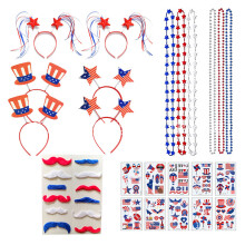 Celebratory Patriotic Necklace, Bead Necklace Party Favors For Mardi Gras, Stylish Costume Accessories, Quick Patriotic Outfit Upgrade