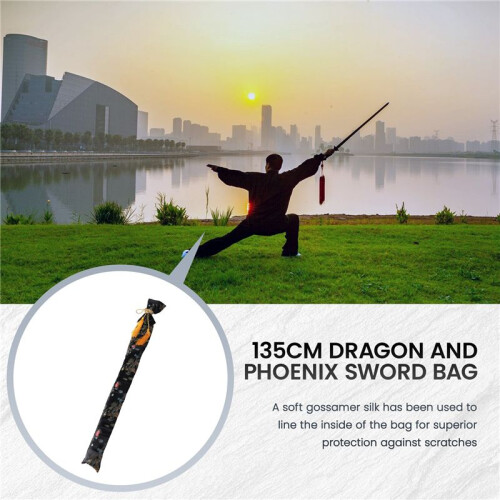 135Cm Dragon et Phoenix Katana Samurai Sword Bag Tissu Noir 2