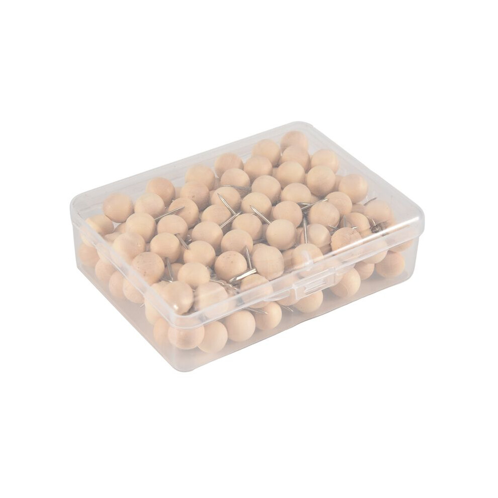 130Pcs Round Wood Decorative Push Pins, Wood And Steel Needle Point Thumb Tacks For Photos, Maps And Cork Boards 6032861520148