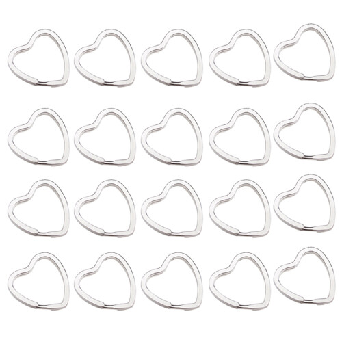20Pcs Heart-Shaped Split Rings Key Rings