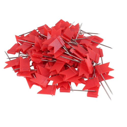 100 Flag Shape Map Pins Cork Notice Board Drawing Pins Push Pin Red 2