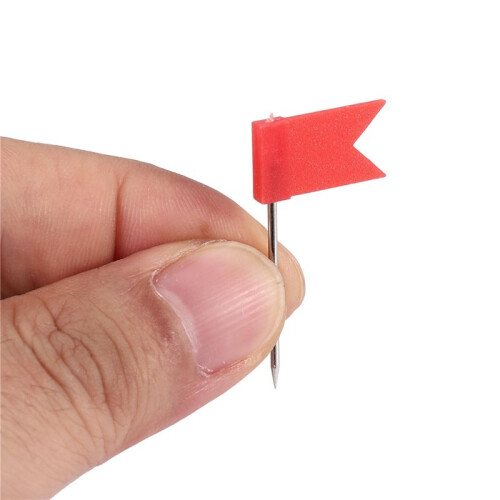 100 Flag Shape Map Pins Cork Notice Board Drawing Pins Push Pin Red 1