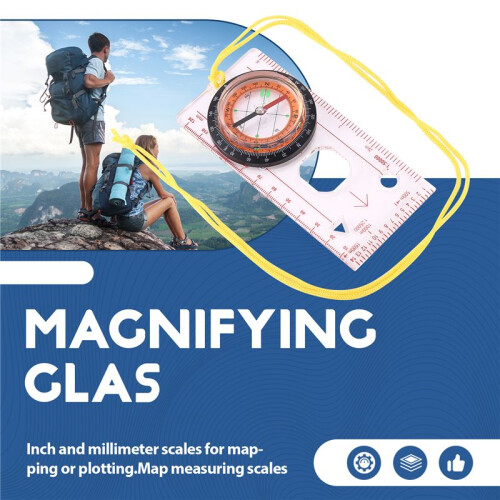 Baseplate Ruler Compass Map Scale Magnifier With Strap Camping Hiking OCOMP7198 1