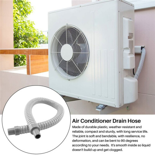 1pcs Plastic Water Drain Pipe Hose 60cm Long for Air Conditioner Gray 1