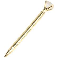 Kawaii Ballpoint Pen alloy  Pen With Large Diamond Black Refill Pen Fashion School Office Supplies, Gold