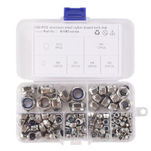 150Pcs Kit Assortimento Dado nel Acciaio Inossidabile 304 per Accessori Hardware Inserto nel Nylon Dadi Esagonali Controdado Autobloccante M3 M4 M5 M6