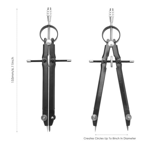 Professional Compass with Lock, Compass for Geometry, 6inch Spring Bow Compass, Precision Compass Math, Drafting Compass, Compass Drawing (2 Pack) 2
