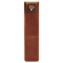 Porta-Canetas de Couro GenuíNo Bolsa de LáPis úNico Estojo com BotãO de PressãO para Caneta EsferográFica Rollerball-Tinteiro Marrom
