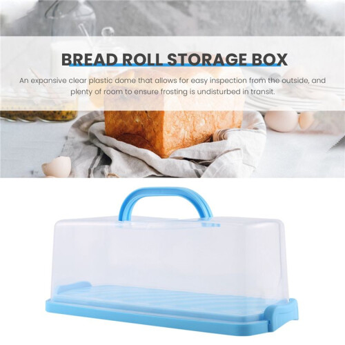 Portable Bread Box with Handle Loaf Cake Container Plastic Rectangular Food Storage Keeper Carrier 13Inch Translucent Dome for Pastries, Bagels, Bread 2