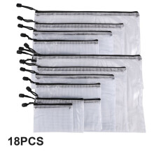 18-Delige Mesh-Documententas met Ritssluiting, 8 Verschillende Maten, Waterdichte Plastic Zip-Bestandsmappen, Multifunctioneel voor Kantoor, Thuis