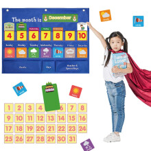 Barnkalender Första Veckokalender Barn Datum Väder Kognitivt Fickdiagram Leksaker Hängväska