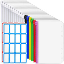 18 Stuks A6 Bindmiddel Zakken 6-Ring A6 Rits Zakje voor Budget Bindmiddel, Waterdichte Plastic Envelop Mappen Pouch Tassen