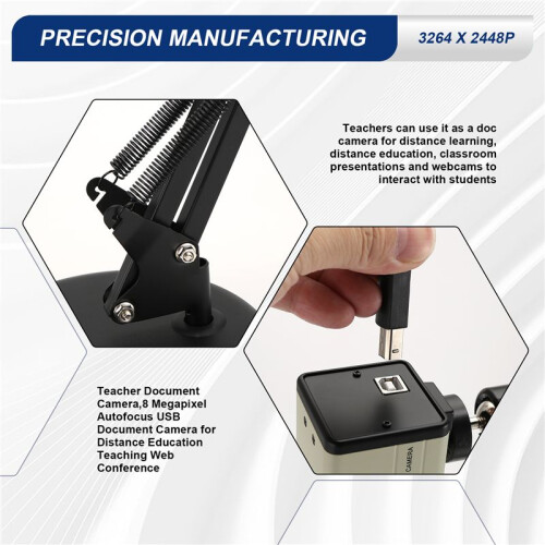 Teacher Document Camera,8 Megapixel Autofocus USB Document Camera for Distance Education Teaching Web Conference 2