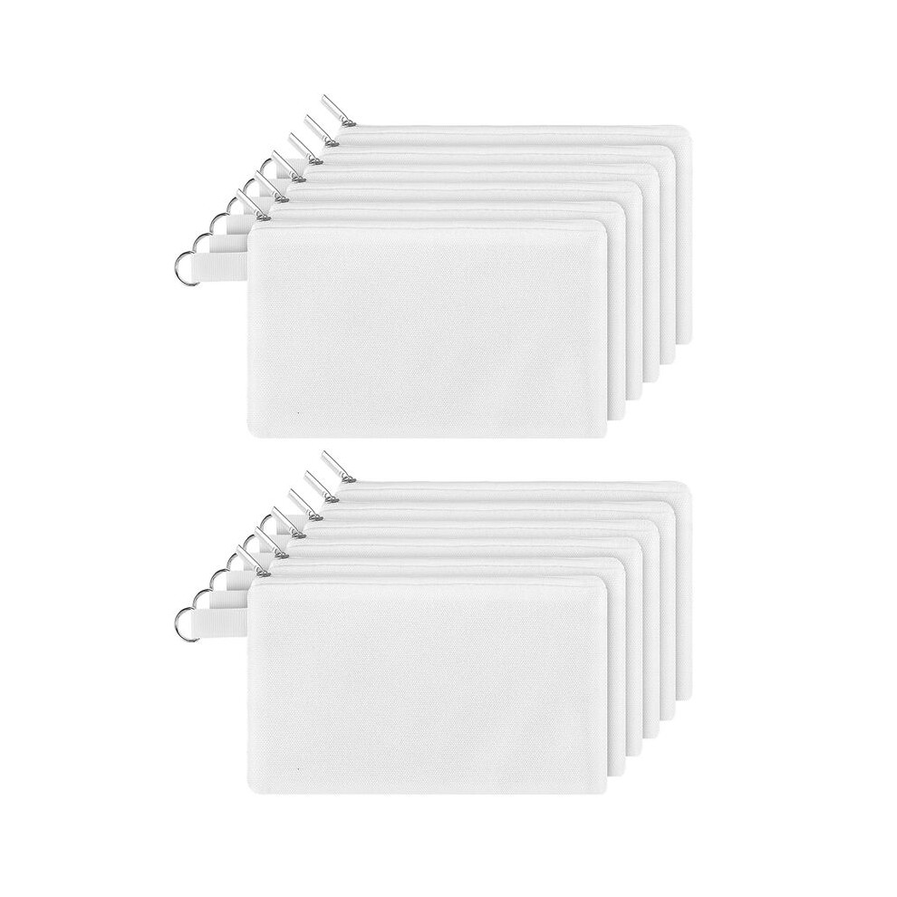 White Cosmetic Bags,Blanks Bags Diy Makeup Bags Toiletry Pouch Iron Transfer Zipper Canvas Pencil Bag For School Travel Diy