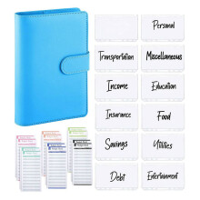 25Pcs A6 PU Leather Budget Binder Set, Binder Cover Personal Planner Binder for Money Saving Cash Envelopes System