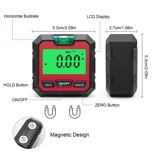 Digital Protractor Inclinometer Electronic Goniometer Level Angle Measurement Meter Finder Level Box Red 2