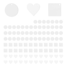 100Pcs Acrylic Keychain Blanks Decoration Crafts Round Heart-Shaped Acrylic Blanks Keychain for DIY Keychain and Tags