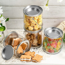 12Pack  Clear Plastic Paint Cans Small Empty Paint Cans for Crafts Candy DIY Projects Party Favor Decor,3 x 3 Inches