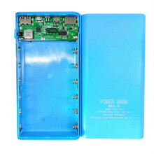 18650 Akku Power Bank Box 5V 2.1A LCD Display 20000MAh Power Board für 6X18650 Akku DIY Powerbank Case (Blau)