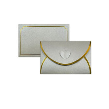 50 Buste per Carte Regalo con Buste con Fibbia D'Amore con Bordo Dorato, Buste per Biglietti D'Auguri, Matrimonio Argento