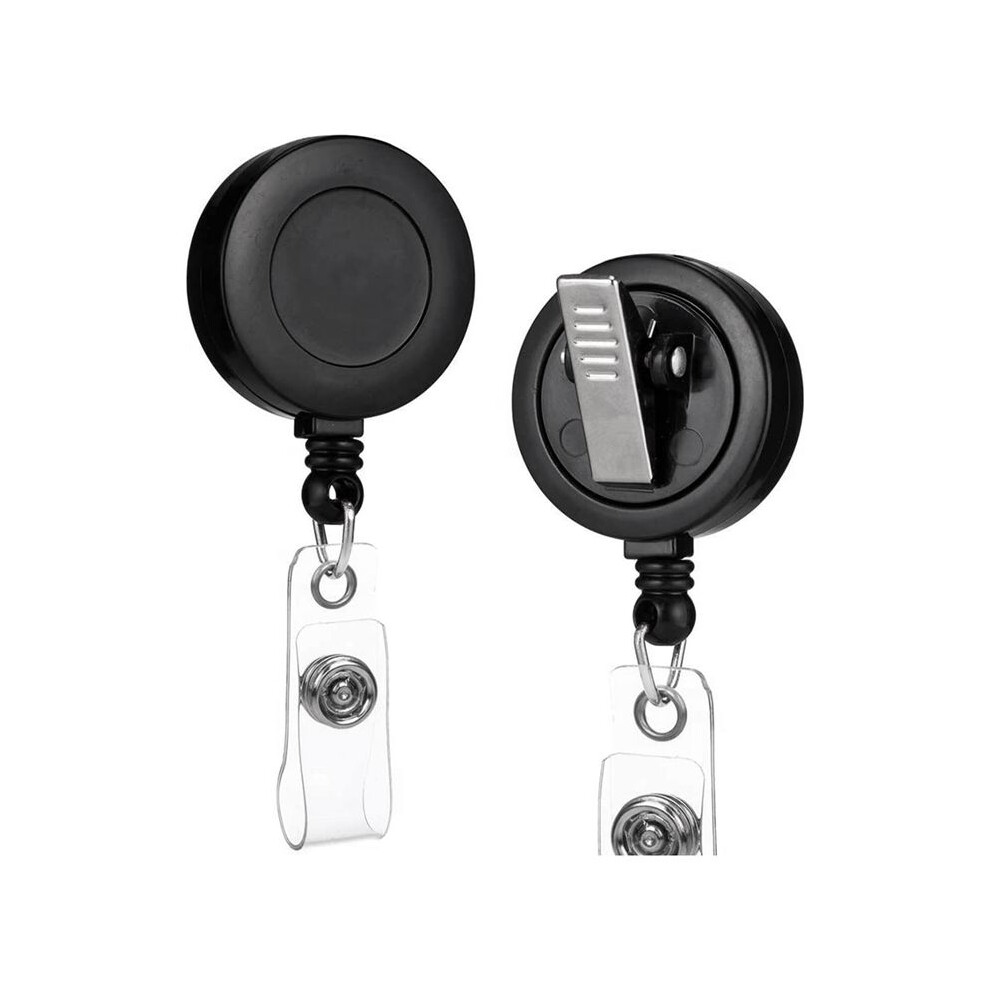 2 Pack - Retractable Id Name Badge Holder Reels With Swivel Alligator Clip (Black) 6032421954567