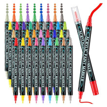 Caneta de Tinta AcríLica de 36 Cores com Ponta Fina para Adultos, CriançAs, MetáLica, CláSsica, com Ponta Dupla, Caneta Criadora