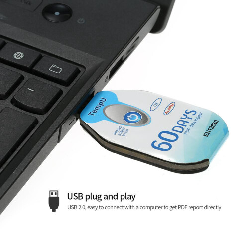 USB Temperature Data Logger 60 Days Waterproof PDF Disposable Cold Chain Temperature Recorder 10000 Points for Medicine 1