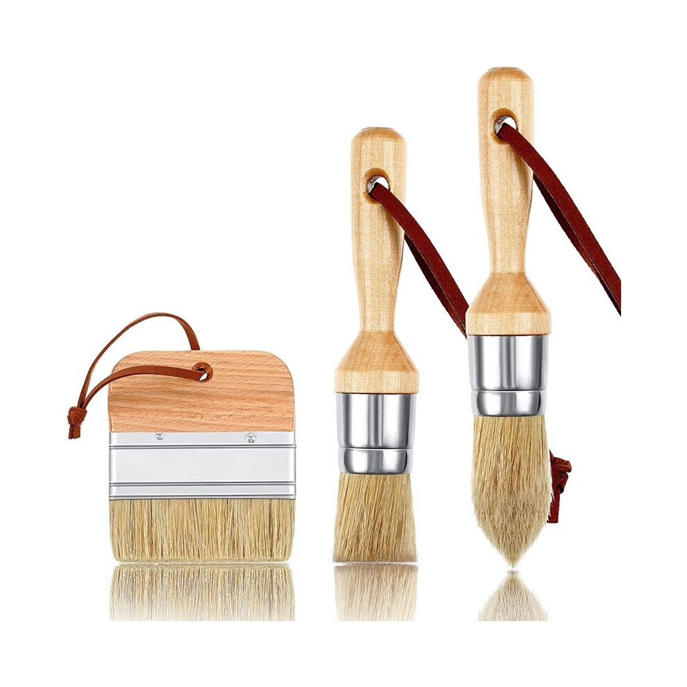 3Pcs Chalk And Wax Paint Brushes Oval Brush For Acrylic Painting Bristle Stencil Brushes For Wood Furniture Home Decor 4713421481421