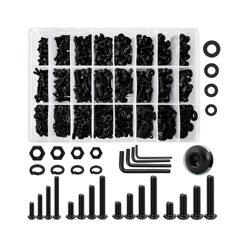 1120Pcs Metric Screw Assortment M3/M4/M5/M6, Bolts And Nuts Kit,Metric Bolt Assortment, Grade 10.9 Alloy Steel 6032758293933