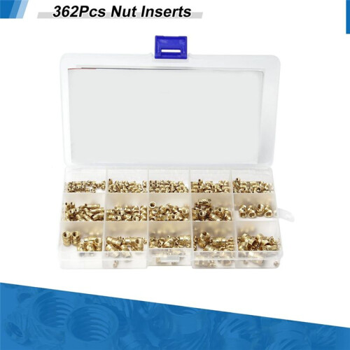 362Pcs Nut Inserts, M2/M3/M4/M5/M6 Threaded Inserts, Heat Set Insert Tool, Female Thread Knurled Heat Embedment Nut 1