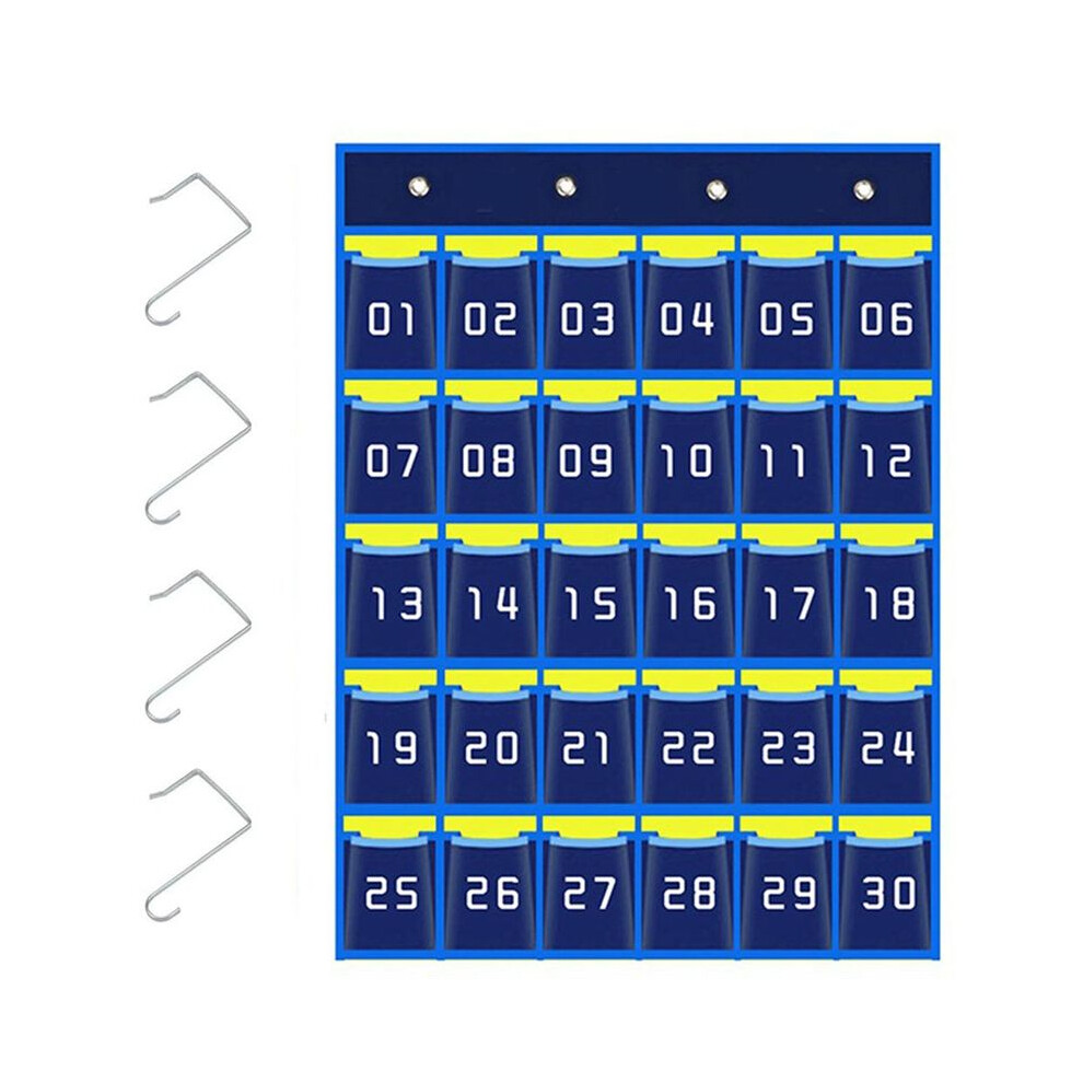 Numbered Pocket Chart Cell Phone Hanging Organizer Hanging Storage Bag For Classroom Mobile Phone Holders (30 Pockets) 4713617439144