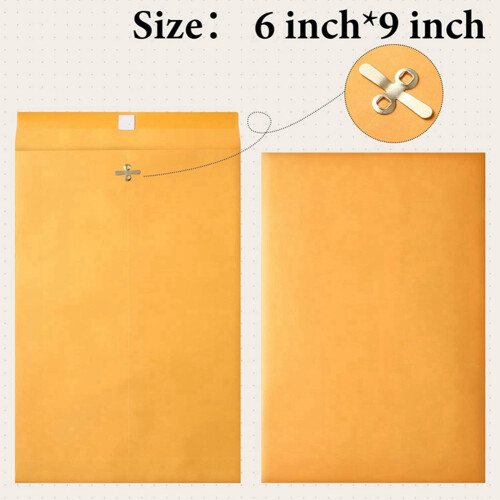 Envelopes com Fecho de 6 X 9 Polegadas com Selo Gomado, Envelopes para CorrespondêNcia com Fecho Pequeno Feitos de Papel  de 28 Lb, Pacote com 2