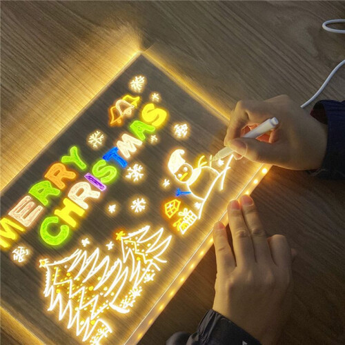 LED Note Board, Glowing Acrylic Message  Board with Light, Board Note Illuminated White Board (7.9 x 7.9In) 1