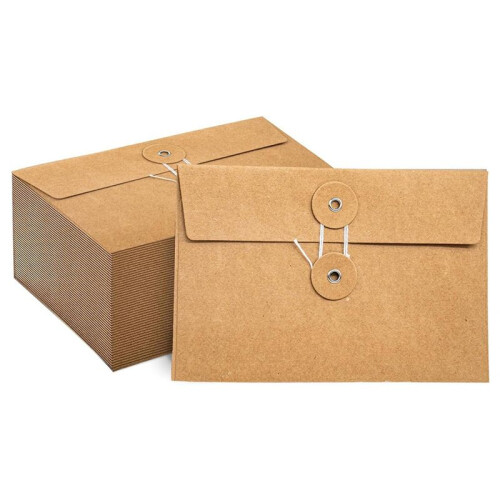 40 Pcs  Paper Envelopes with String Tie Closure Project Pockets Document Organizer, 4.53 x 6.7 Inches (Brown)