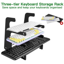 Support de Clavier MéCanique à 3 Niveaux, PréSentoir, éTagèRe de Clavier pour le Rangement de Trois Claviers MéCaniques Noirs