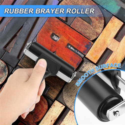 3 Pcs Rubber Brayer Roller Stamping Roller Gluing Roller Tool for Printmaking, Gluing Application,3.75 Inches Width Size 2