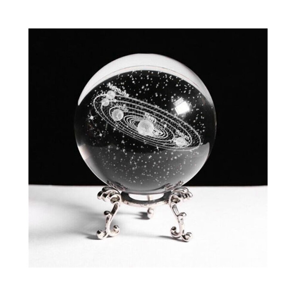 3D Laser Engraved Starry Crystal Decorative Figurine 60Mm Glass Sphere Paperweight With Stand Art Decor Crafts E Silver 6032768094537