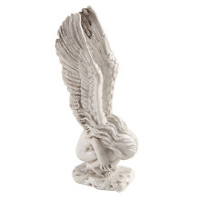 White Angels Resin Cherubs Statue Figurine,Adorable Angel Sculpture Memorial Statue Indoor Home Decoration, Wing White-S