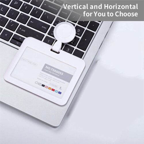 Retractable Badge Holders, Plastic Sliding ID Badge Holder with Retractable Badge Reel Clips, 3 Pack Horizontal White 1