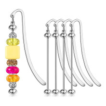 4 PCS Beaded Bookmarks DIY Metal Blank Strip Bookmarks Beaded Modern Bookmark Jewelry Pendant Ornaments Gifts