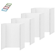 4 St Trifold Poster Board, Vit Poster Board Kommer med Klibbiga Tillbehör, Corrugate Presentation Boards S