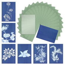 Kit de Papel de Cianotipo, 24 Piezas Kit de Papel de Impresión Solar A5 Papel de Dibujo Solar Sensibilidad Papel de Impresión Natural para